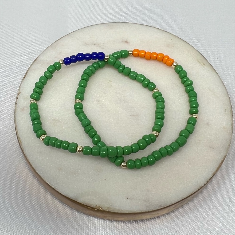 NEW Set of 2 Beaded Handmade Elastic Bracelets